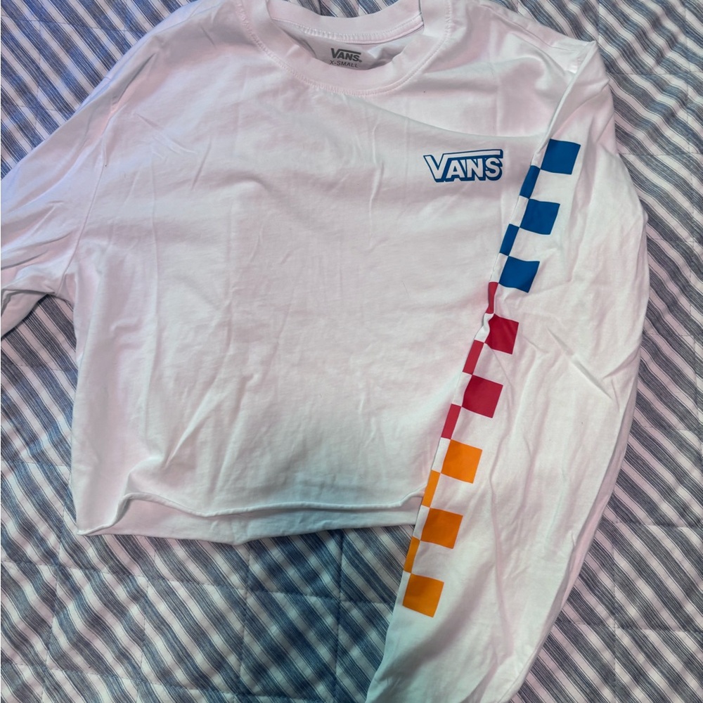 Vans White Tee with Checkered Detail
